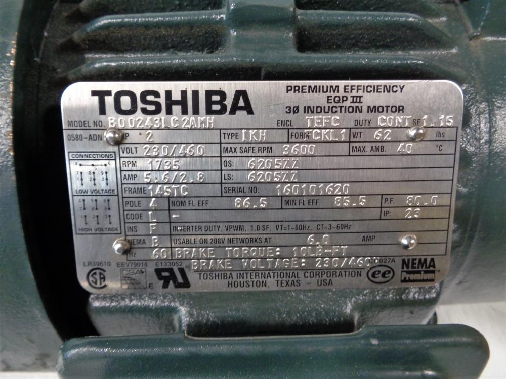 Stearns 10 lb-ft Electric Brake 105603100BQF with Toshiba 2HP Motor B00243LC2AMH